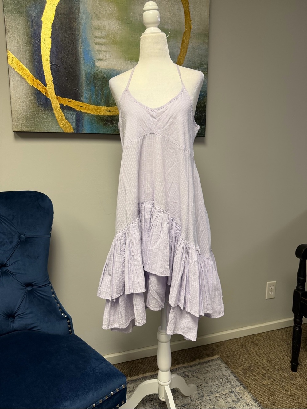 J. Crew Light Lavender Halter High-Low Ruffle Dress